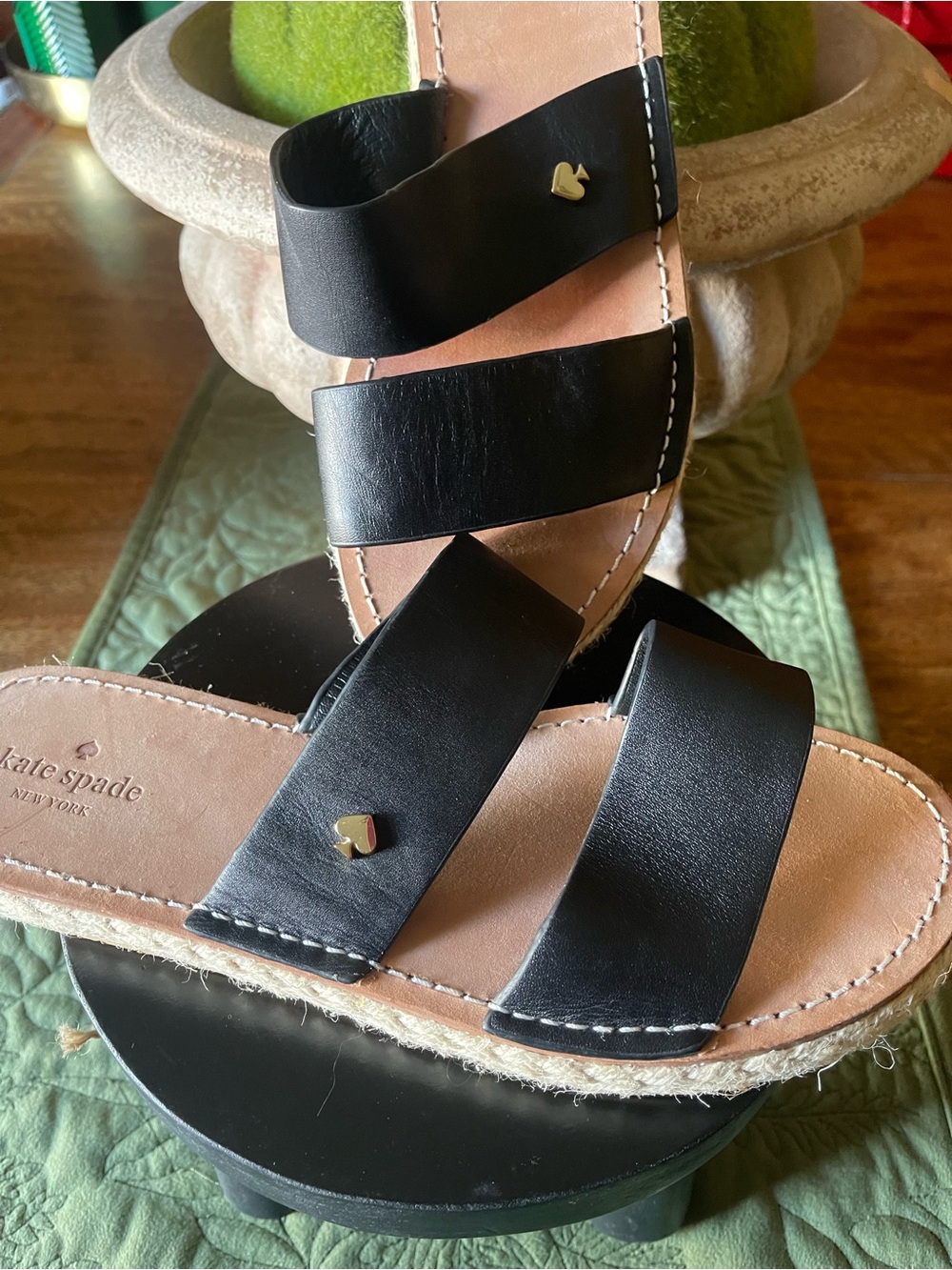 NWOT Kate Spade Size 8 Idreena Black Double-Strap Slide Sandals - Picture 7 of 15